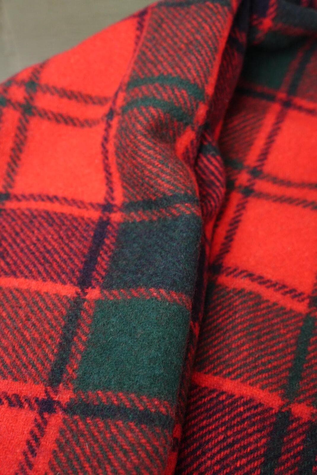 Vintage Red Green Tartan Throw