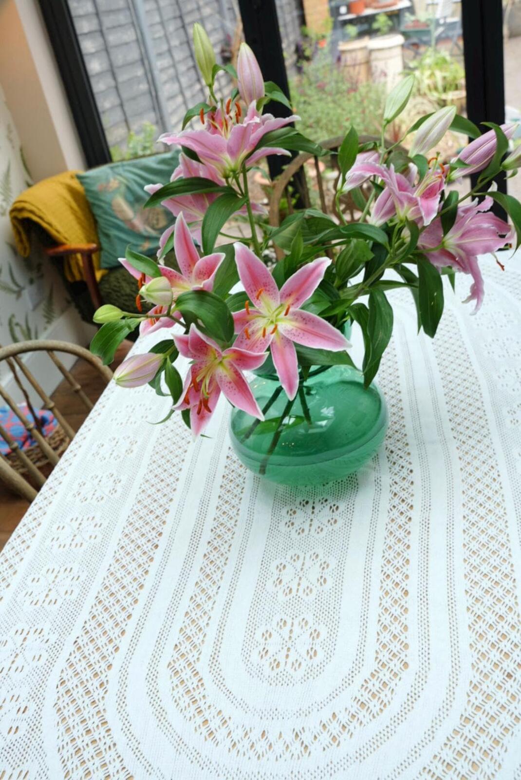 White Oval Crochet Tablecloth