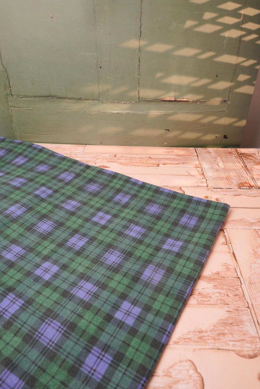 Vintage Green Blue Tartan Tablecloth