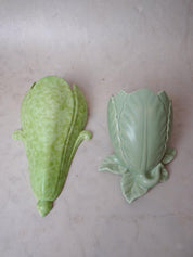 Green Pair Leaf Wall Pocket Vases