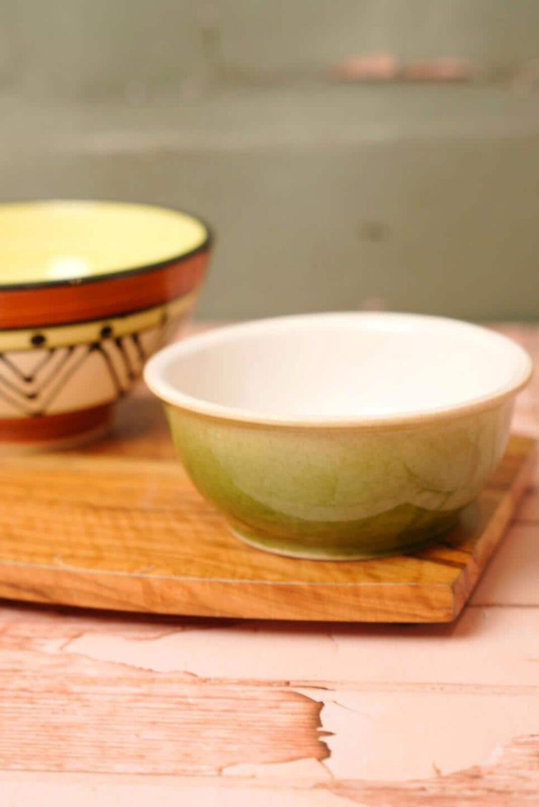 Vintage Green Ceramic Bowl