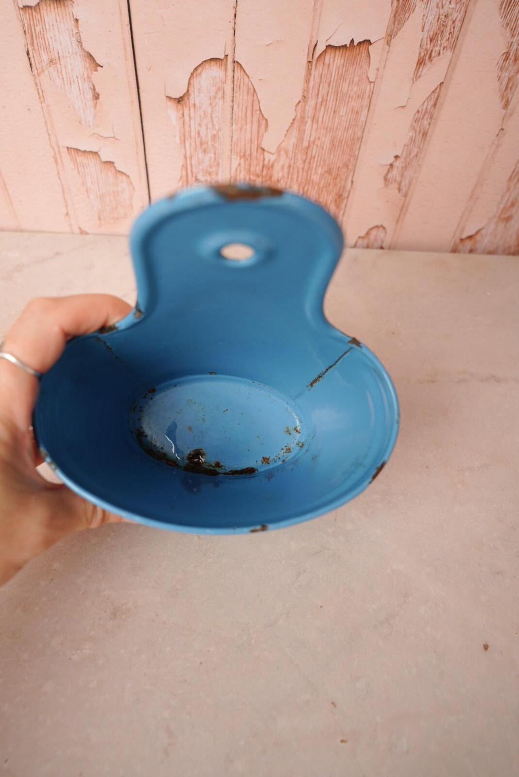 Blue Enamel Soap Pot