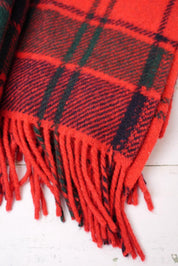 Vintage Red Green Tartan Throw