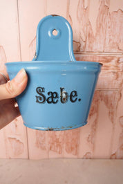 Blue Enamel Soap Pot