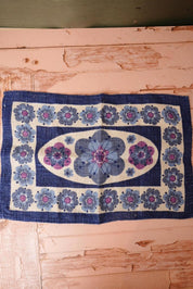 Vintage Blue Floral Linen Table Mat
