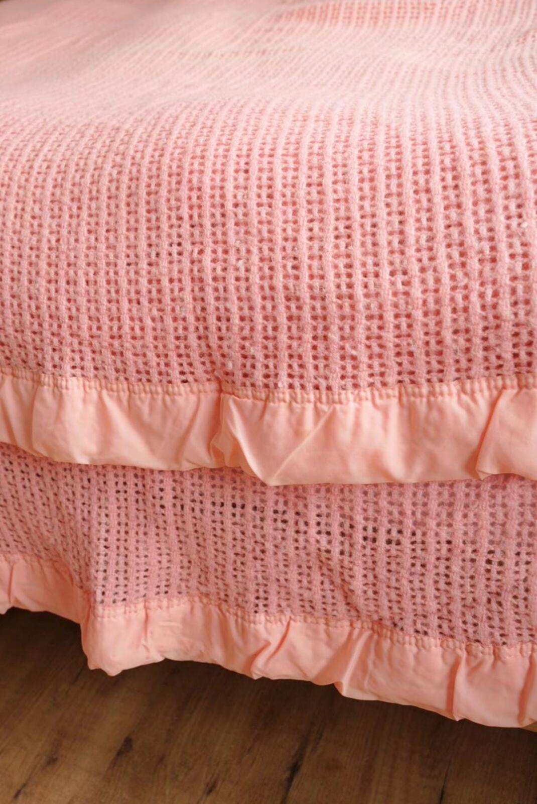Vintage Pink Crochet Bed Throw