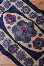 Vintage Blue Floral Linen Table Mat
