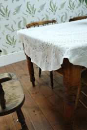 White Oval Crochet Tablecloth