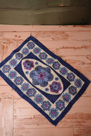 Vintage Blue Floral Linen Table Mat