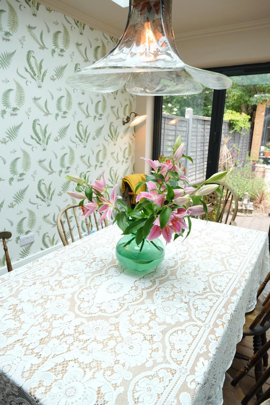 Vintage White Lace Tablecloth