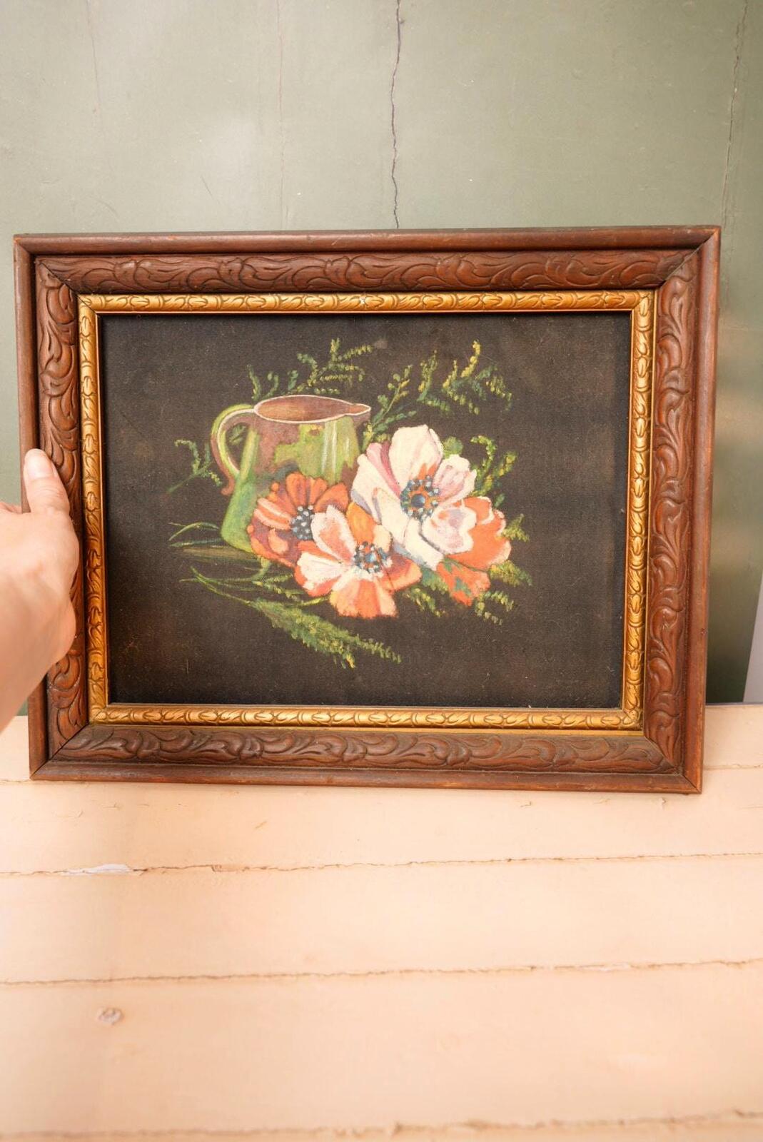 Vintage Floral Still Life Oil Painting