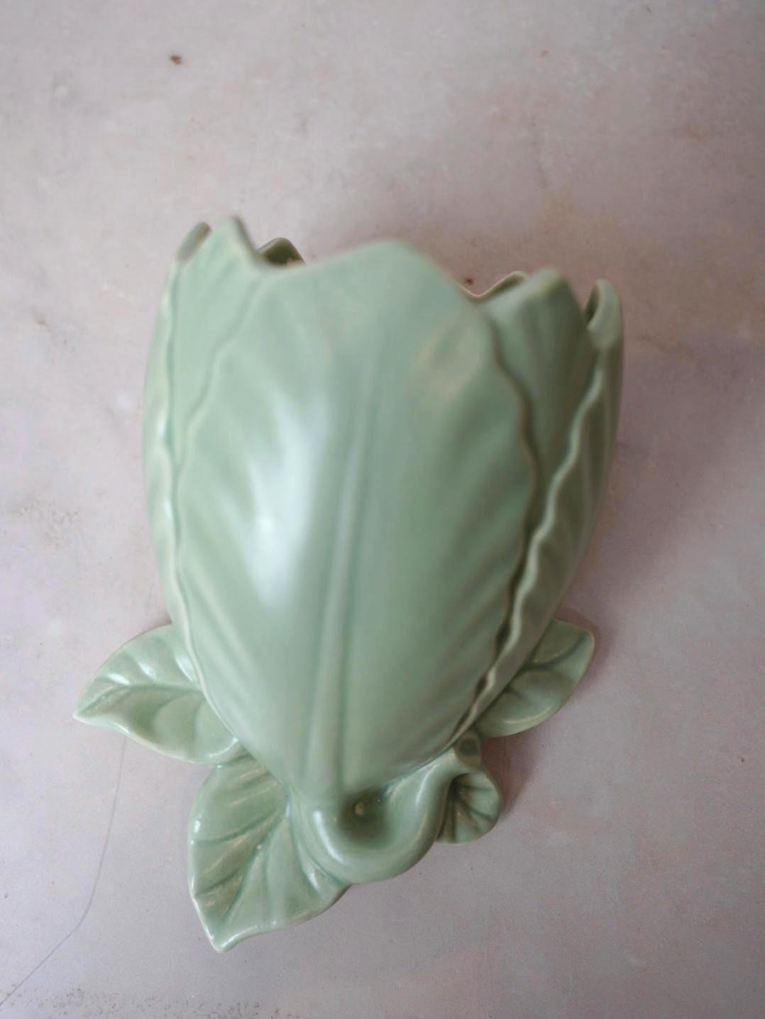 Green Pair Leaf Wall Pocket Vases