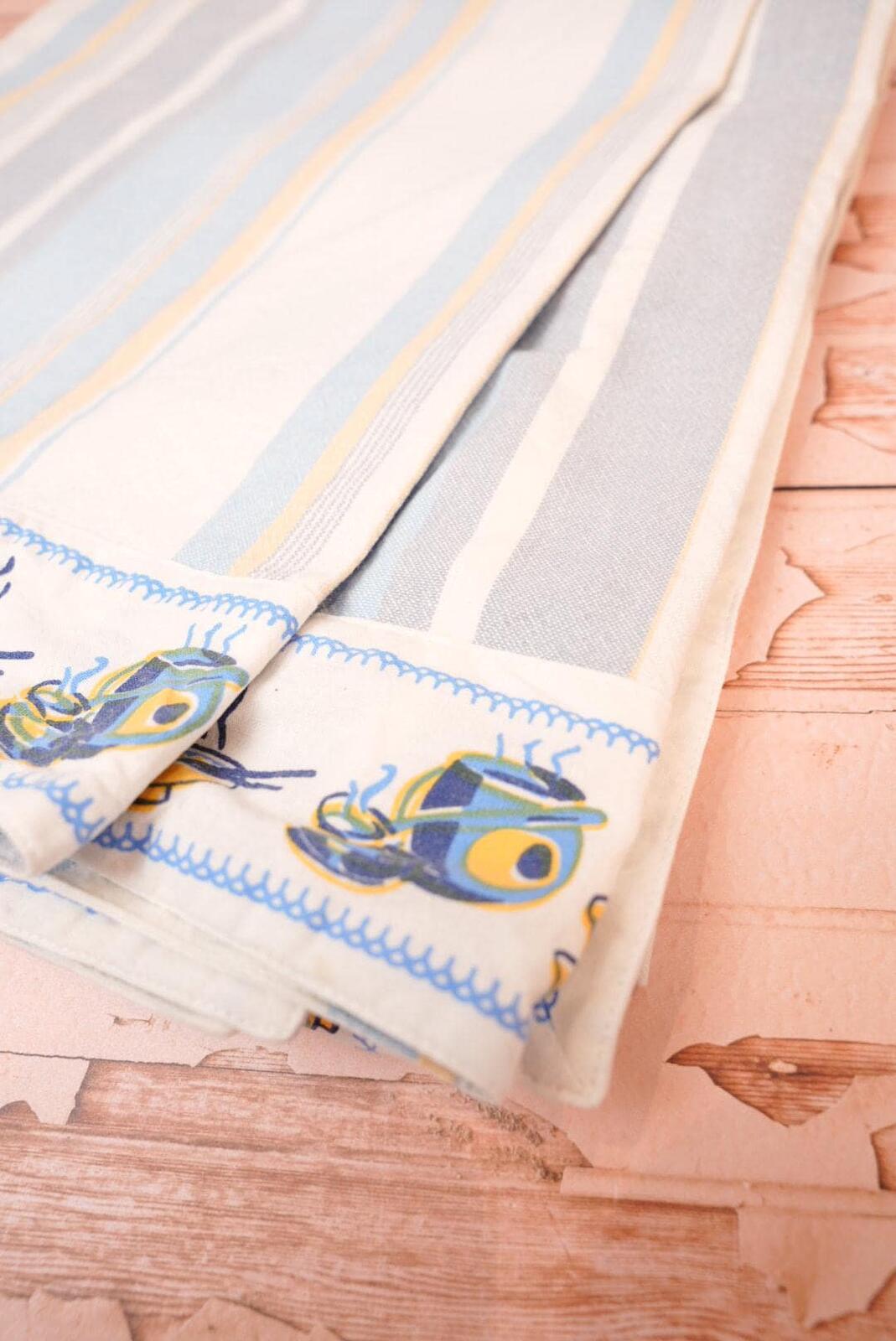 Vintage Blue Striped Tablecloth