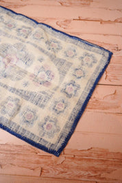Vintage Blue Floral Linen Table Mat