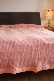 Vintage Pink Crochet Bed Throw
