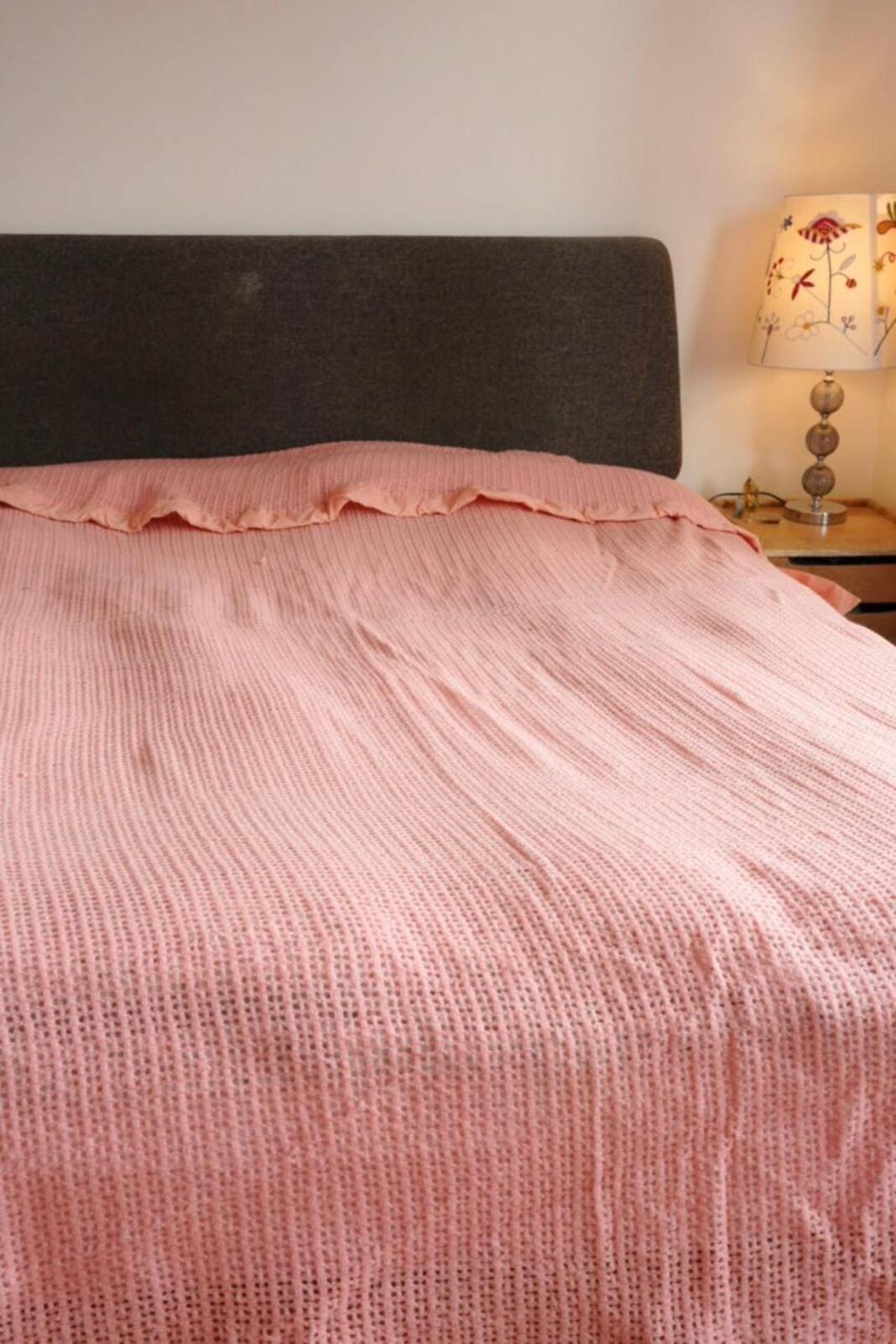 Vintage Pink Crochet Bed Throw