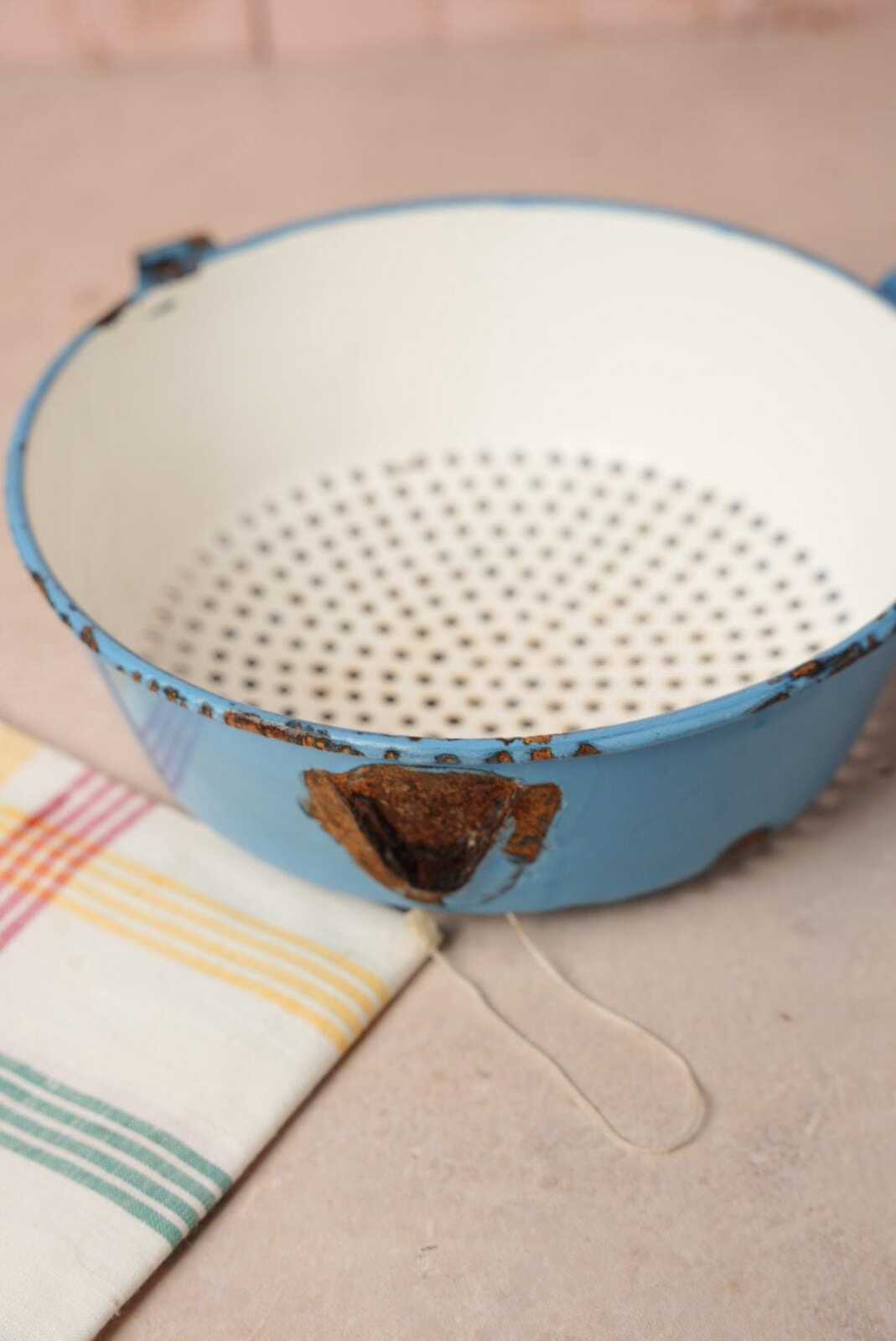Blue Enamel Colander