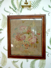 Victorian Framed Floral Needlepoint Tapestry