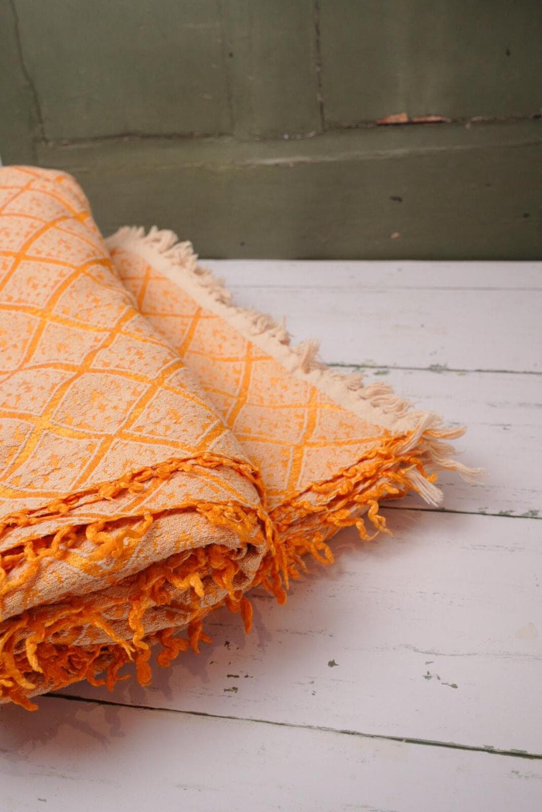 Vintage Orange Moroccan Style Throw