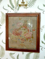 Victorian Framed Floral Needlepoint Tapestry