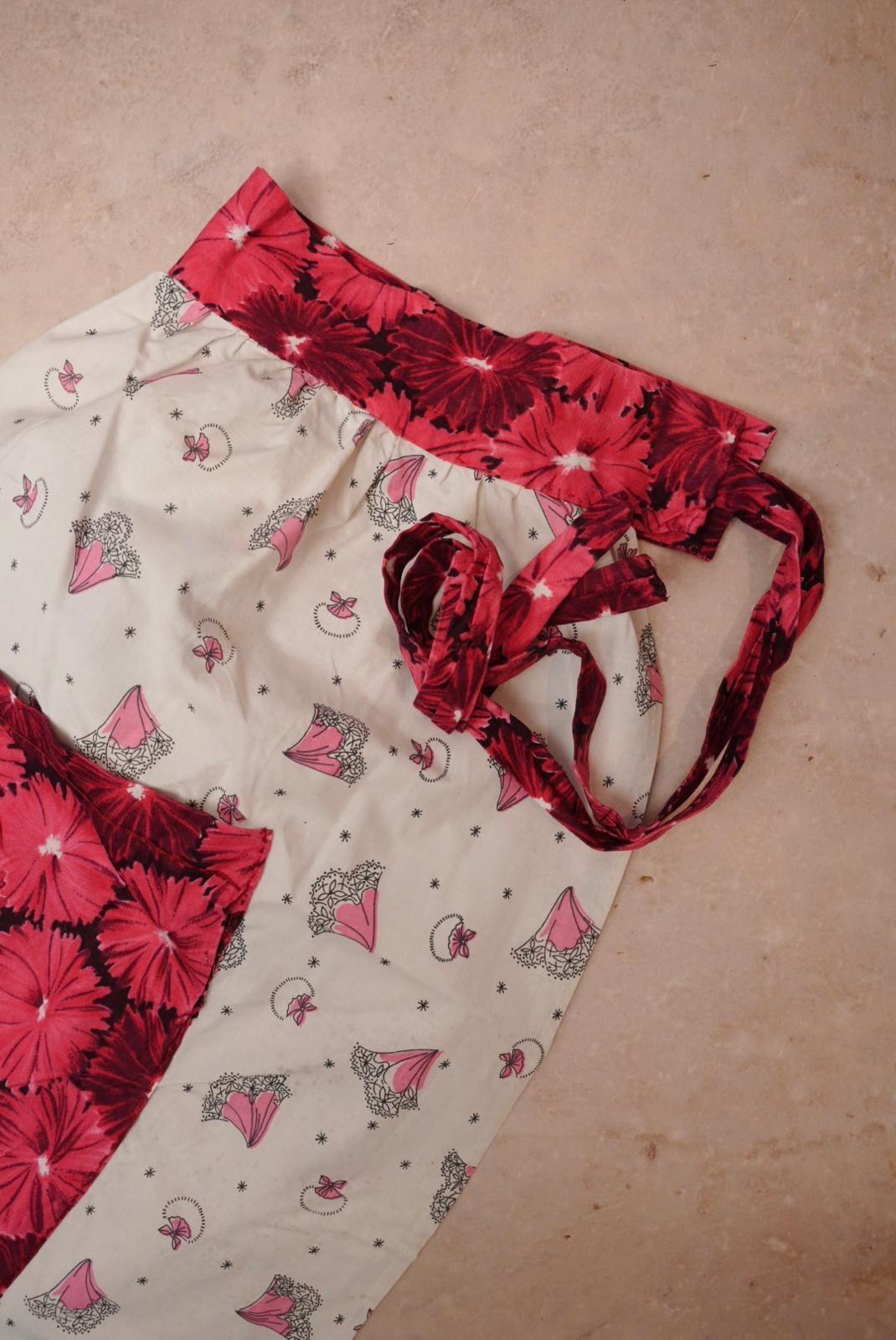 Vintage 1950s Floral Cotton Apron