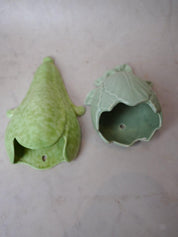 Green Pair Leaf Wall Pocket Vases