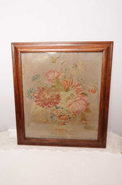 Victorian Framed Floral Needlepoint Tapestry