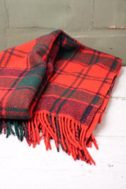 Vintage Red Green Tartan Throw
