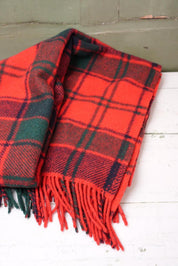 Vintage Red Green Tartan Throw