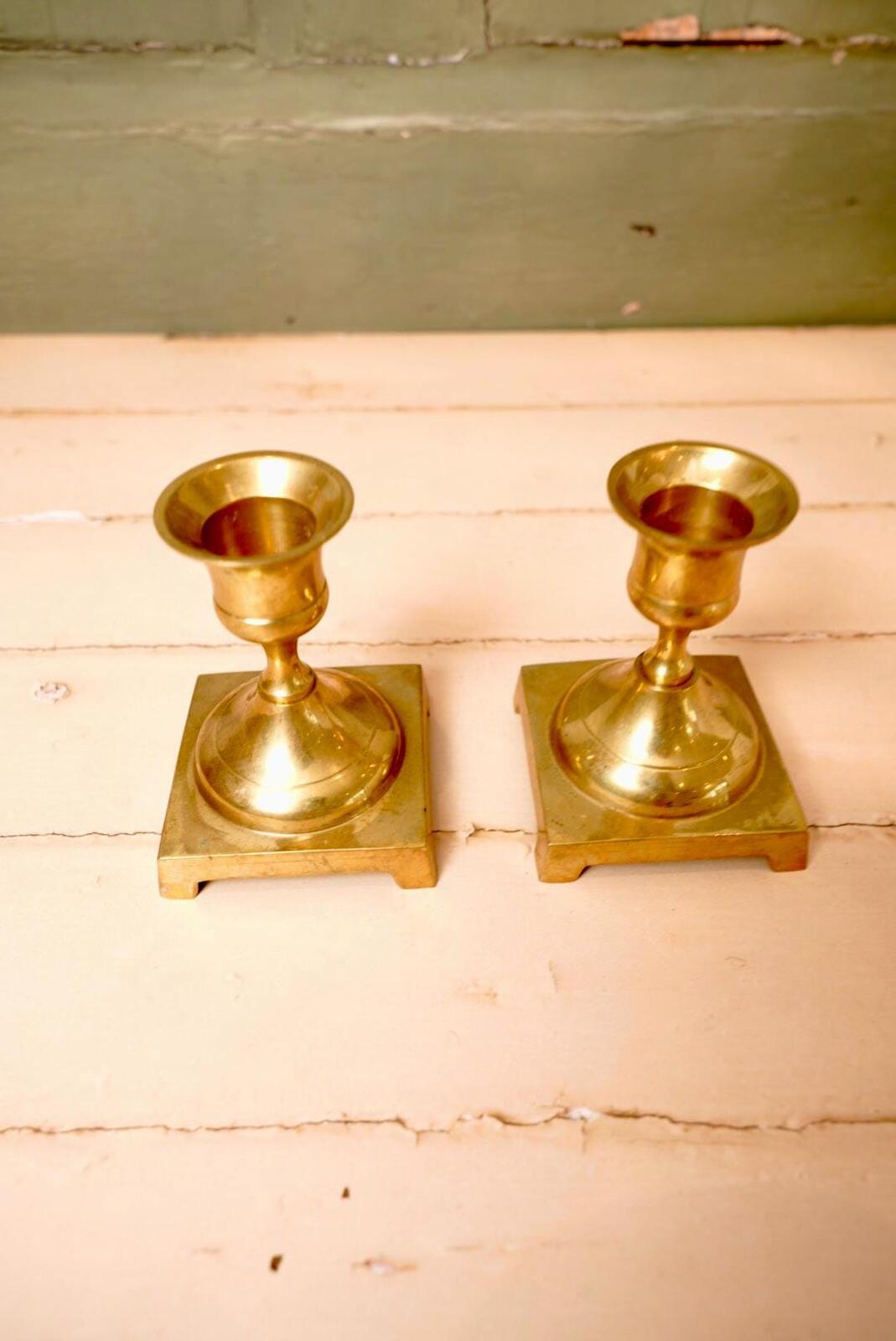 Pair Vintage Brass Candlesticks