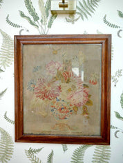 Victorian Framed Floral Needlepoint Tapestry