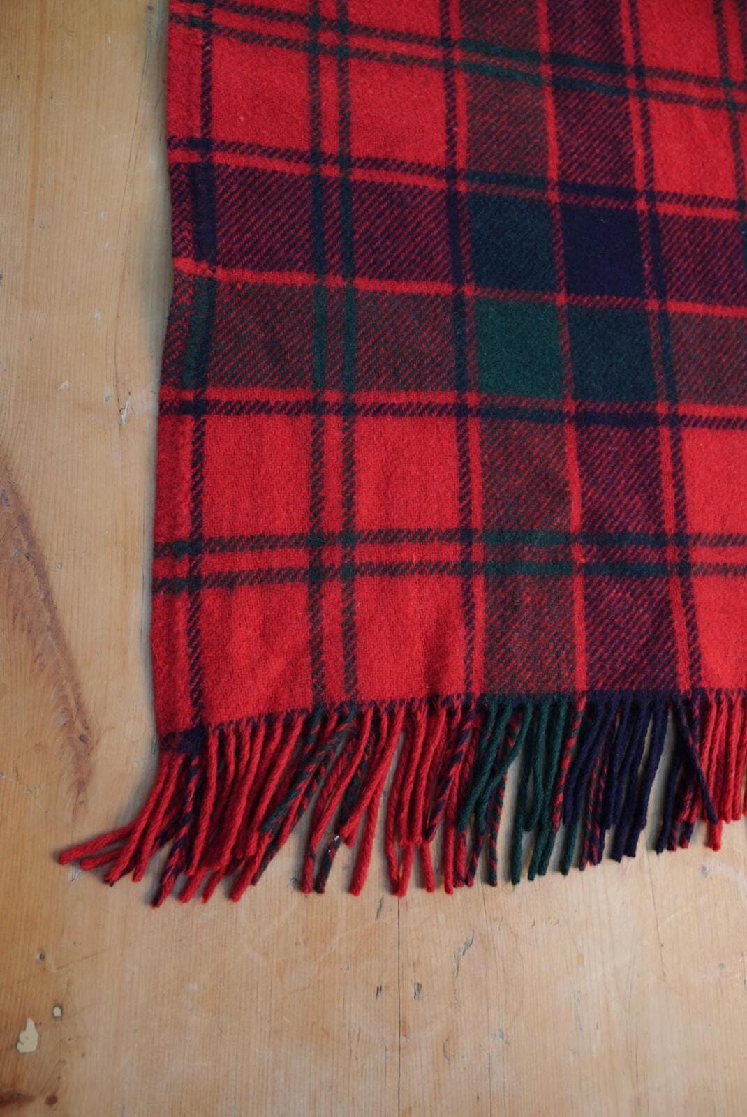 Vintage Red Green Tartan Throw