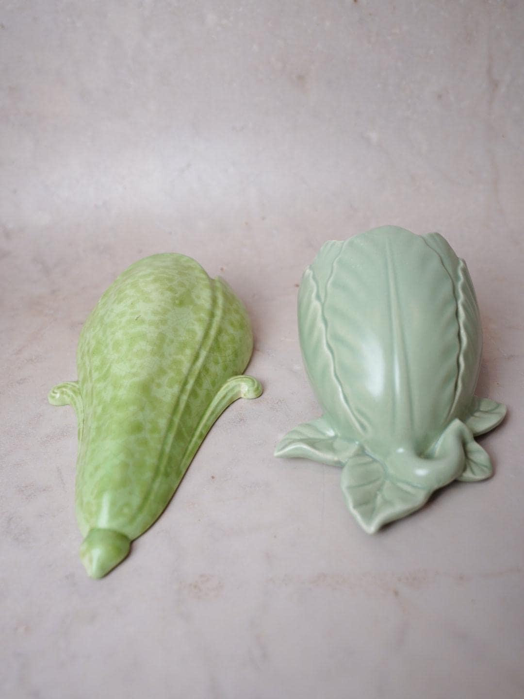 Green Pair Leaf Wall Pocket Vases