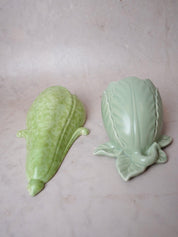 Green Pair Leaf Wall Pocket Vases