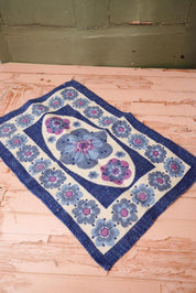 Vintage Blue Floral Linen Table Mat