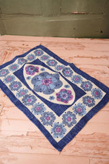 Vintage Blue Floral Linen Table Mat