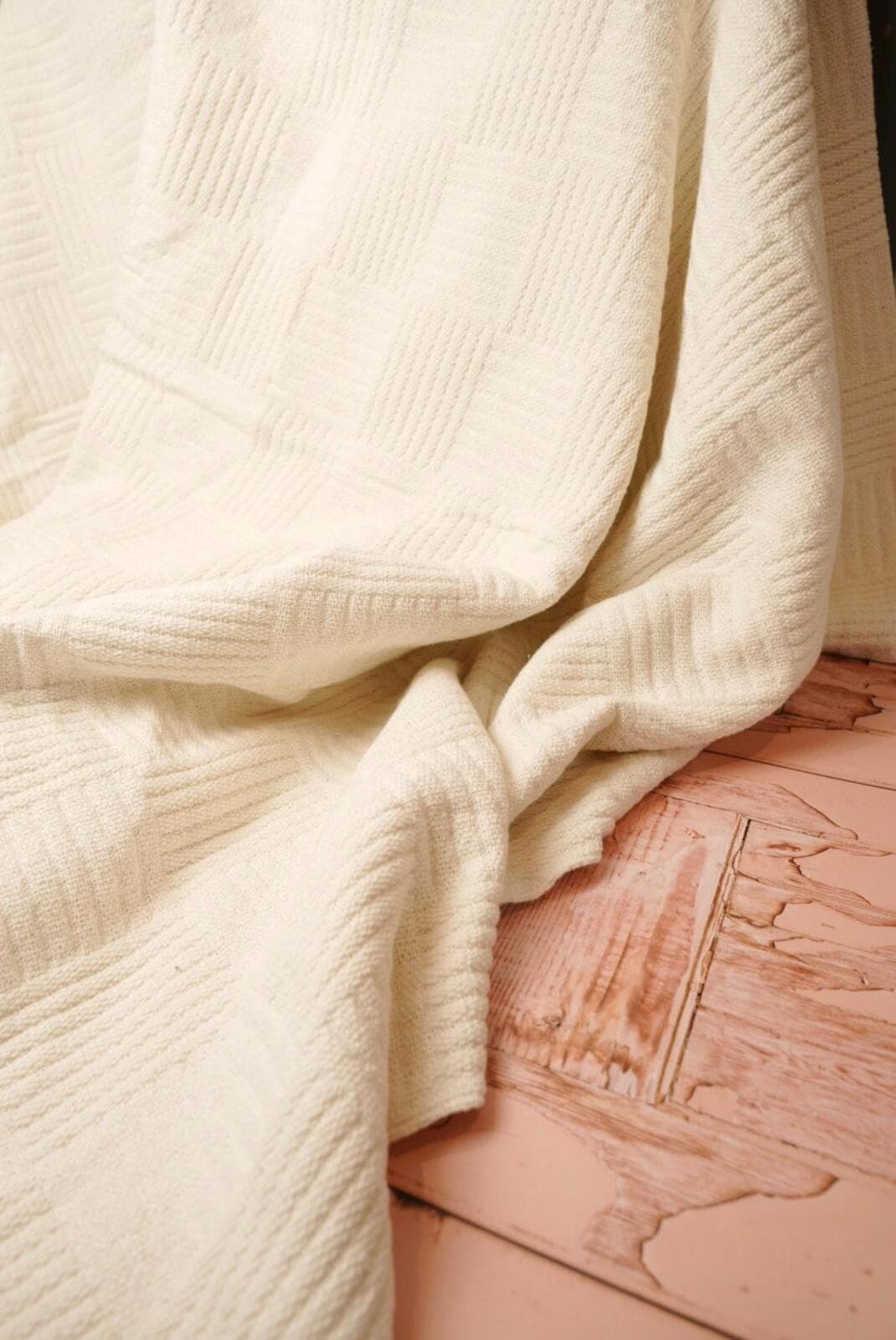 Cream Cotton Bedspread Throw