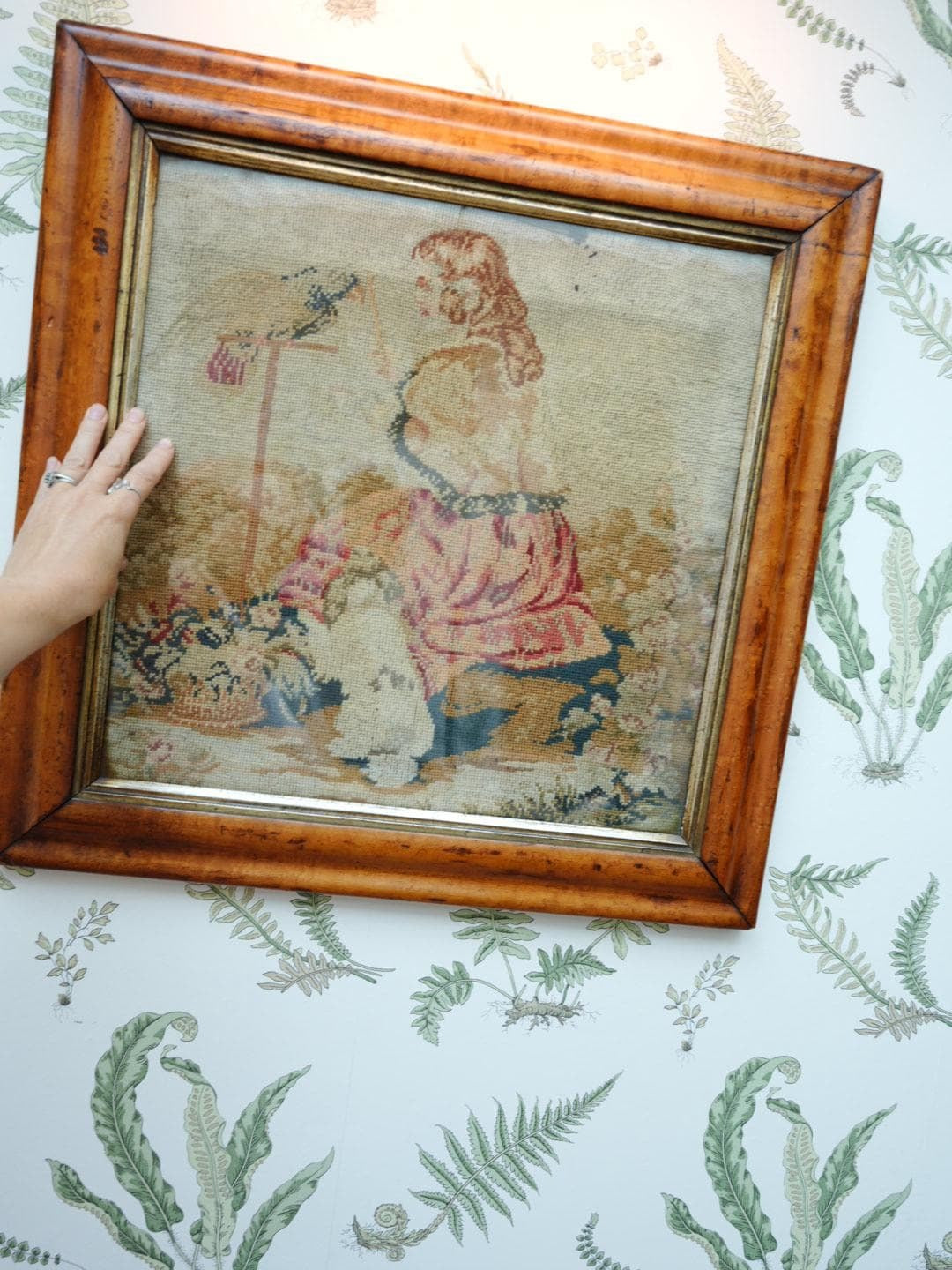 Victorian Framed Needlepoint Tapestry