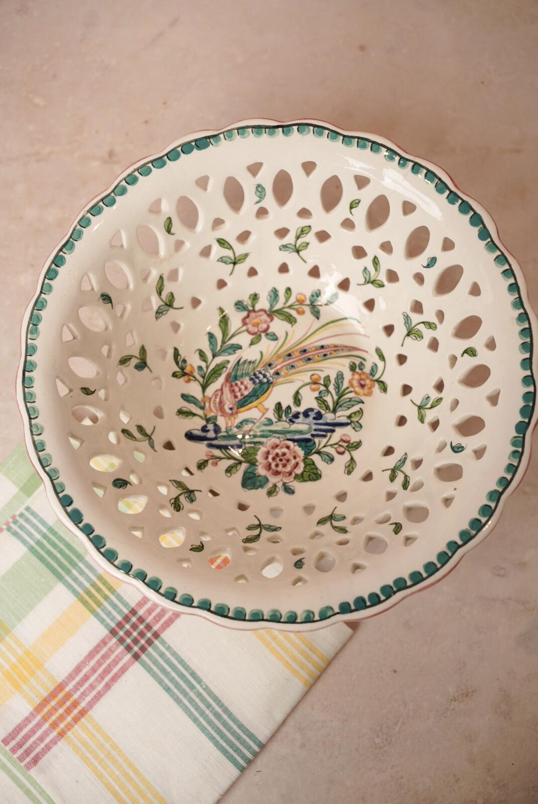 Portuguese hand-painted pierced bowl