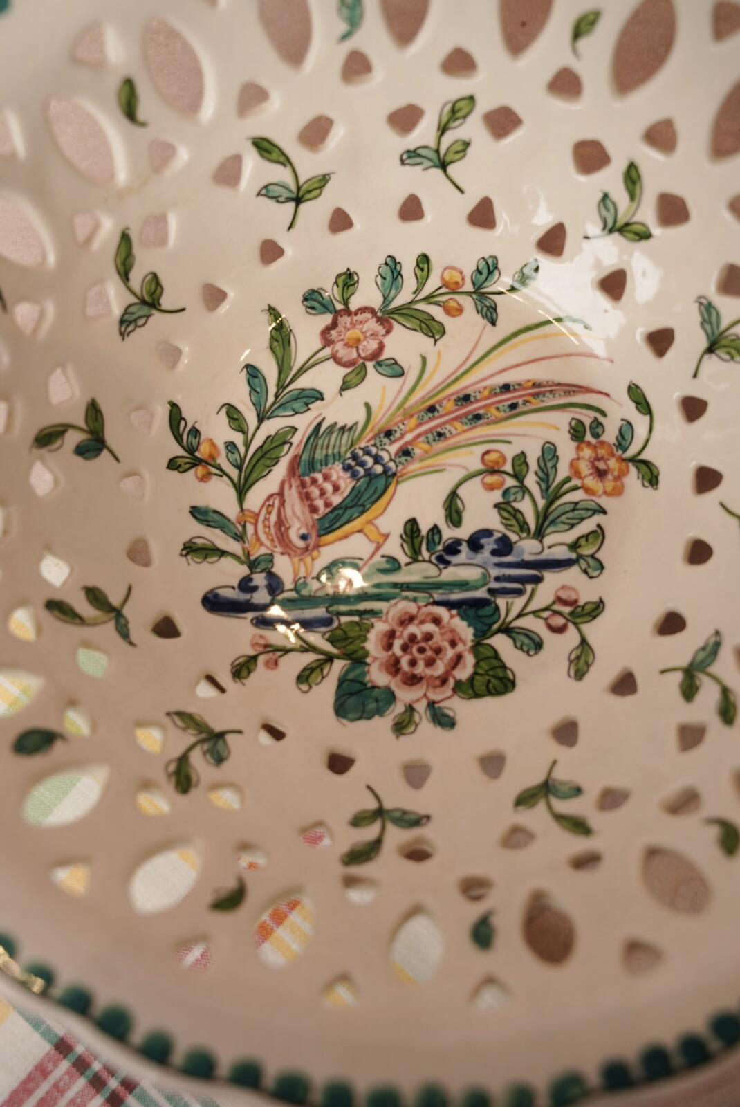 Portuguese hand-painted pierced bowl