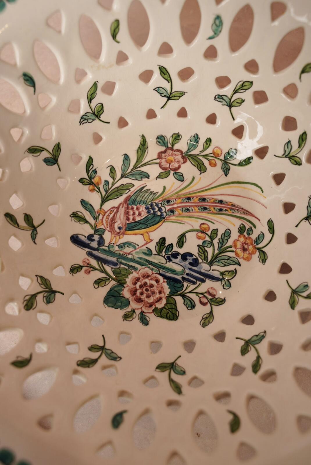 Portuguese hand-painted pierced bowl