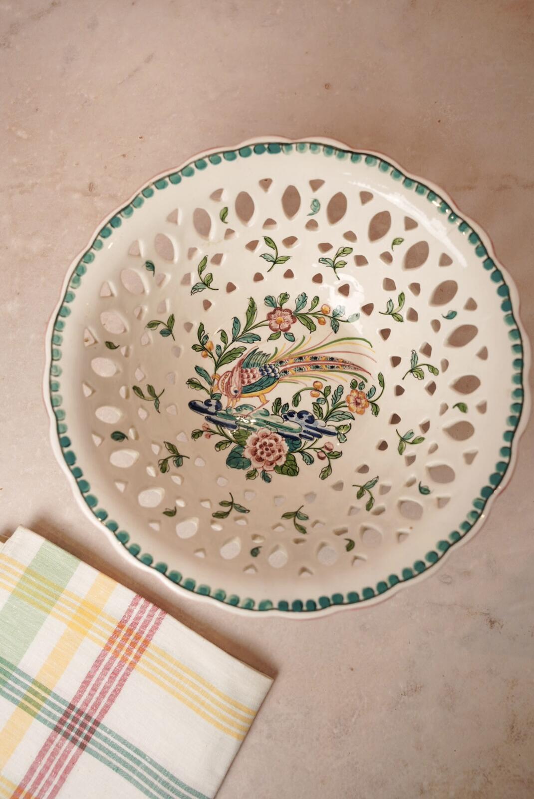 Portuguese hand-painted pierced bowl