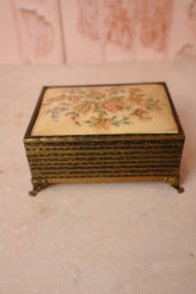 Vintage Floral Needlepoint Jewellery Box