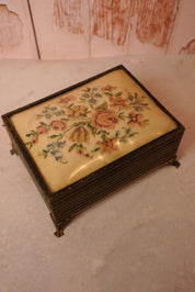 Vintage Floral Needlepoint Jewellery Box