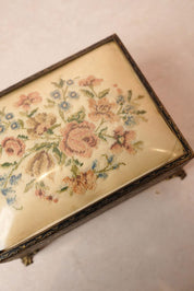 Vintage Floral Needlepoint Jewellery Box