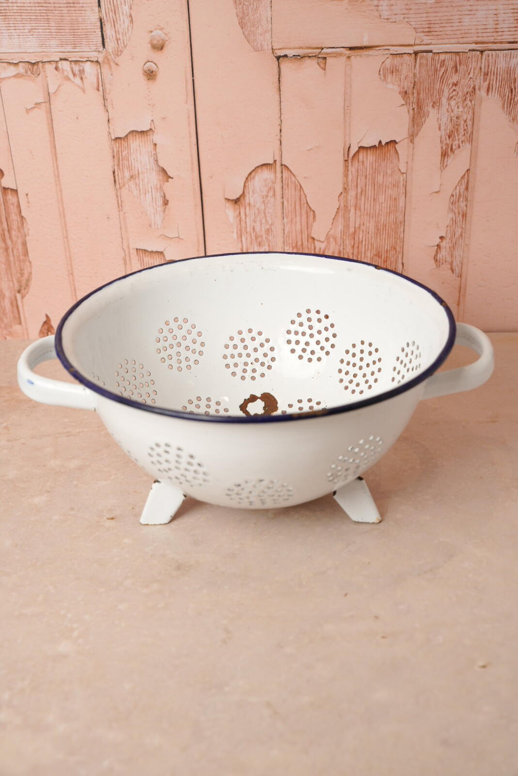 Vintage White Enamel Colander