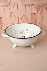 Vintage White Enamel Colander