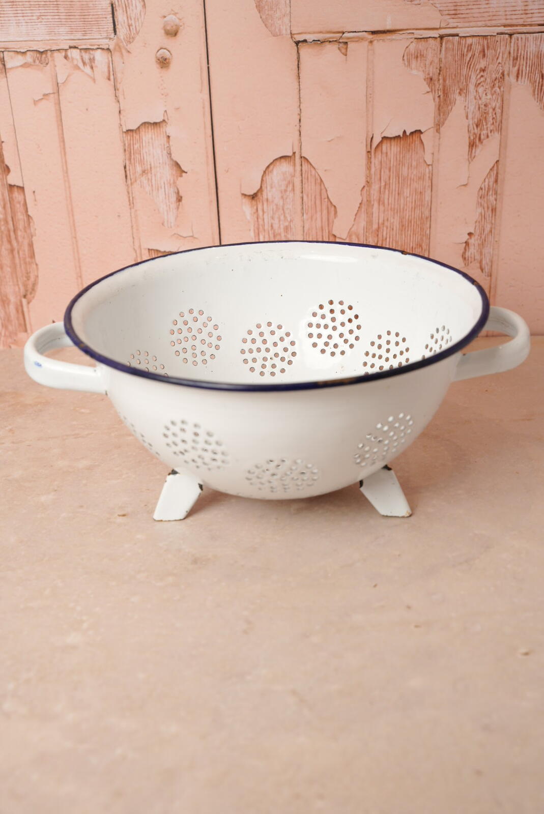Vintage White Enamel Colander