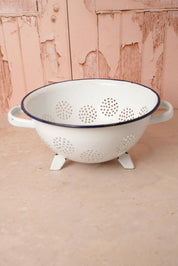 Vintage White Enamel Colander