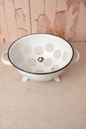 Vintage White Enamel Colander